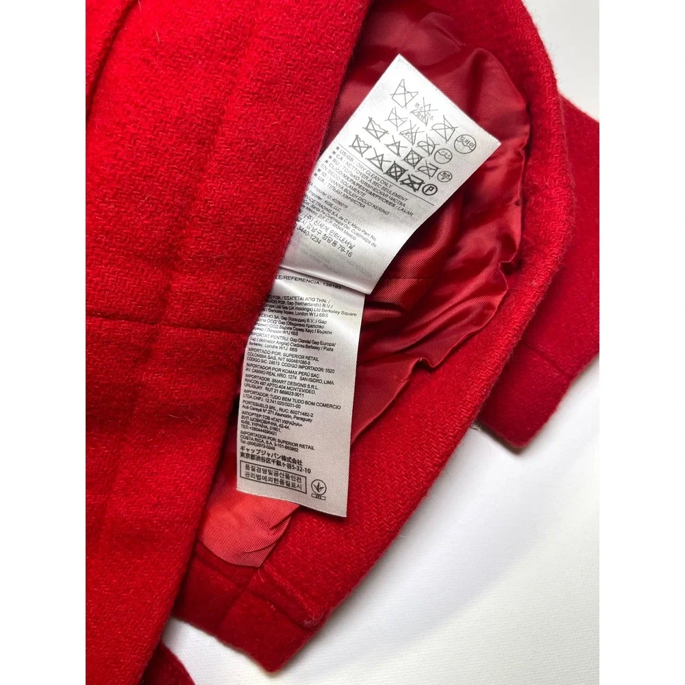 GAP Kids Red Wool Blend Hooded Duffle Coat Toggle Jacket Size S 6-7 GK98